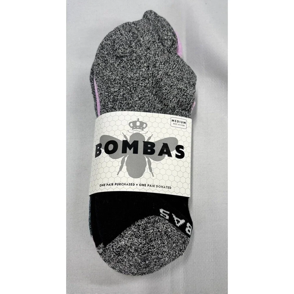 Bombas 3-pk Ankle Socks Size Medium Black Gray Purple NEW - Picture 2 of 5